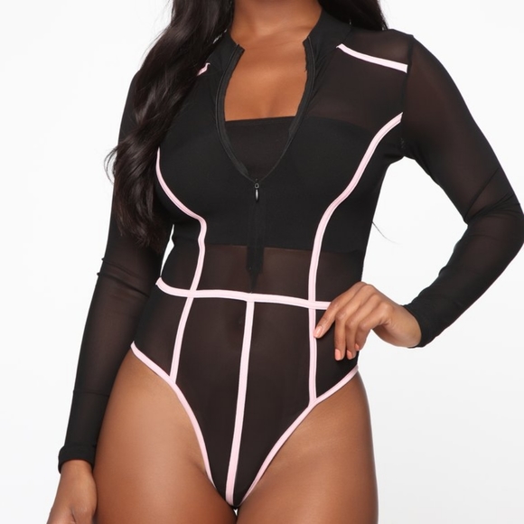 Fashion Nova Tops - See thru body suit! Black New with tags!